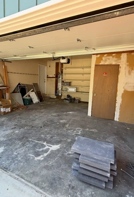 The garage after the floor was cleared